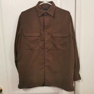 Men's Suede-Microfiber Long-Sleeve Button Up